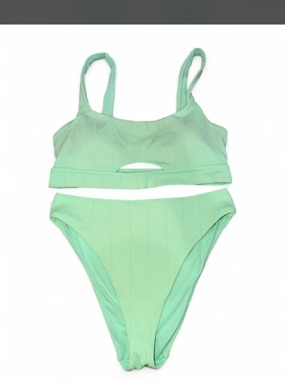 aerie Mint Ribbed High-Cut Bikini Bottom